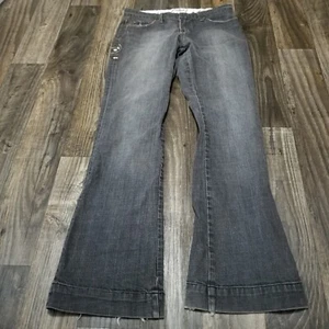 Blue Cult Mid Rise Boot Cut Jeans Women's Size 29 Gray/Black Embroidered Flowers - Picture 1 of 18