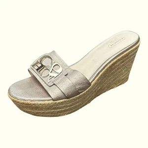 Coach Damen-Espadrille-Sandalen 10 Carlana Signature goldfarben Plateau Keilabsatz - Bild 1 von 14