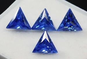 Trillion Cut CERTIFIED 4 PCS Natural Blue Sapphire 7x5 mm Loose Gemstone Lot - Picture 1 of 14