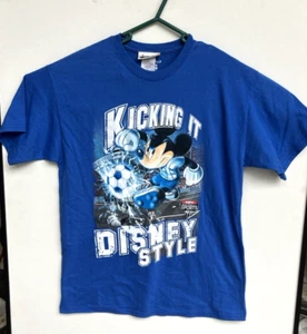 Kicking it Disney Style Soccer Blue T Shirt Mickey Youth XL Graphics on Front - Picture 1 of 7