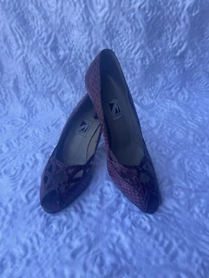 Snakeskin Peep Toe Pumps J. Renee Purple High Heels Women’s 7.5 Vintage - Image 1 of 4