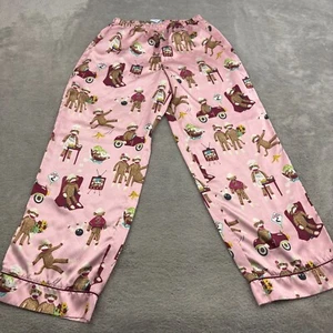 Nick & Nora Satin San Simian Monkey Print Girls XL/16 Pink Elastic Waist Quirky - Picture 1 of 14