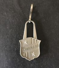 Vintage AMERICANA Zipper Pull Metal Tag Keychain Charm Travel Bag Key Fob