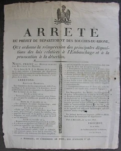 Marseille. Affiche Contre la provocation à la Désertion des Rebelles. 1815 - Picture 1 of 1