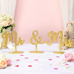 3 Pieces Mr And Mrs Sign For Wedding Table Wooden Letters Vintage Rustic Mr And - Picture 1 of 7