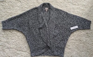 Chico's Sweater Women's Sz 1 Black Open Cocoon Cardigan 3/4 Dolman Sleeves NWT - Picture 1 of 9
