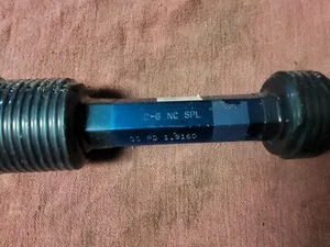 2"-6 NC SPL LEFT HAND THREAD PLUG GAGE 2.00 GO NO GO P.D.'S = 1.9160 & 1 9260 - Picture 1 of 3