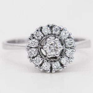 Gr. 57 - Vintage Entourage Ring Brillant 0,40 ct. Diamant Weißgold 585/14K - Bild 1 von 9