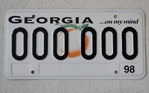 1998 Base Georgia Peach Graphic Automobile Passenger Sample License Plate - Picture 1 of 2