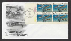 #1684 13c Commercial Aviation - ArtCrafrt FDCPB4 Plt #36991/92 - Picture 1 of 2
