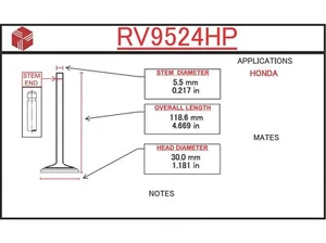 Engine Intake Valve ITM RV9524HP - Picture 1 of 1