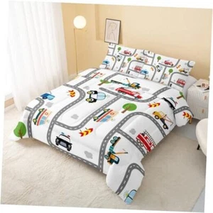 Bedding Set Police Cars Ambulances Fire Trucks for Full Transportation Car - Picture 1 of 8