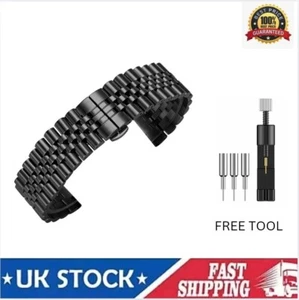 Black WATCH BRACELET Stainless Steel 20mm Solid Replacement Band Strap + Tool - Picture 1 of 7