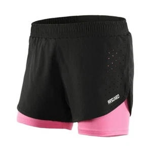 Women Running Shorts 2 in 1 Gym Training Running Shorts Outdoor Sports Fitness - Picture 1 of 17
