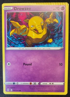 Drowzee 061/203 - Pokemon TCG - Evolving Skies - Misprint CRIMPED B - Image 1 of 2