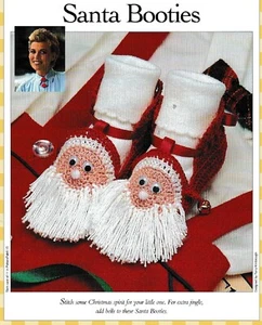 Christmas Santa Booties - Size 10 cotton thread - Crochet Pattern ONLY - Picture 1 of 2