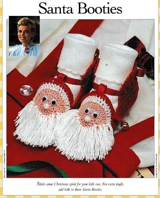 Christmas Santa Booties - Size 10 cotton thread - Crochet Pattern ONLY - Image 1 of 2