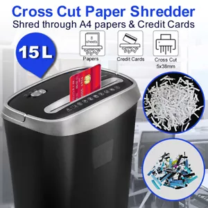 Home Office Paper Shredder Cutter A4 Paper 8 Sheets Documents Cross Cut 15L - Picture 1 of 3