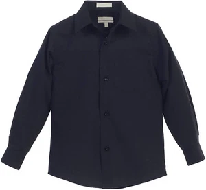 Boy's Classic Fit Long Sleeve Button Down Kids Black Dress Shirt - 6 - Picture 1 of 1