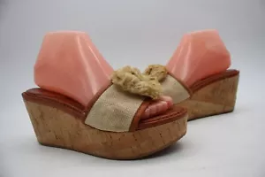 Coach Jazmin Canvas & Cork Women's Size 7 B Natural Wedge Sandals - Picture 1 of 10
