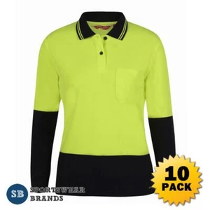 10 x Ladies Long Sleeve Polo Shirt Comfort Workwear Uniform Safety Work 6LHCL - Picture 1 of 7