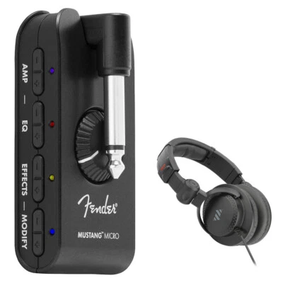 Fender Mustang Micro Headphone Amplifier w/ Polsen HPC-A30-MK2 Studio Headphones - Image 1 of 4