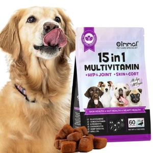 Oimmal 15 Multi Vitamin Dog Chews Treats Hip Joint Skin Coat Vitamins - 60 Chews - Picture 1 of 19