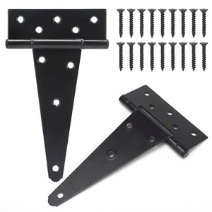 8 Inch T-Strap Shed Door Hinges Heavy Duty, Black Tee Hinge for Wooden Fences... - Picture 1 of 7
