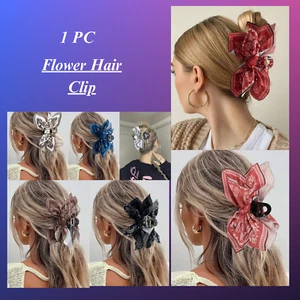 Orchid Flower Hair Clip Slide Grip Wedding Bridesmaid Vintage Hairpin - Picture 1 of 8