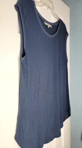 Loft Damen Bluse blau ärmellos mit Picot-Besatz um Armausschnitt & Ausschnitt, XS - Bild 1 von 4