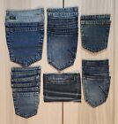 Blue Jean Denim Fabric Pocket LOT of 23 Craft/Quilt