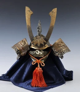 Vintage Japanese Samurai Kabuto Helmet -Dragon Deco Guard- Middle Size Tsushima - Picture 1 of 20