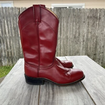 Botas de Vaquero Laredo Roper Mujer Talla 5.5 M Cuero Rojo Western Hechas en EE. UU. Foto 1 de 4