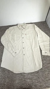 Camisa vaquera vintage Levi’s roja lengüeta para hombre mediana marfil botón denim se adapta a una XL - Imagen 1 de 22