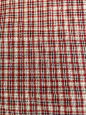 HOMESPUN New Old Stock Red White Blue Plaid Fabric Cotton - Image 1 of 3