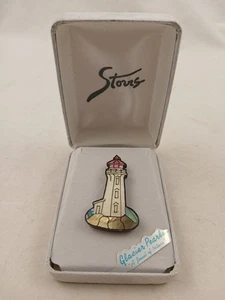 Broche/Pin Faro Vintage Storrs Glaciar Perla Abulón Concha ¡Caja Original! - Imagen 1 de 6