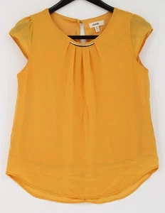 Meraki Blouse Womens Small Mustard Yellow Sleeveless Pleated Scoop Neck Lined - Picture 1 of 6