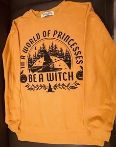 In A World Of Princesses Be A Witch Pullover Felpa Arancione Taglia SM 4/6 Ecc - Foto 1 di 4