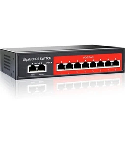 8 Port Gigabit PoE Switch with 2 Gigabit Uplink,802.3af/at Compliant,120W Bui... - Afbeelding 1 van 5