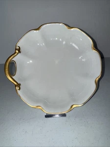 Haviland Limoges France Nappy Gold Trim Dish Bowl Serving Porcelain 9" - Picture 1 of 4