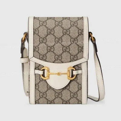 Gucci Horsebit 1955 Shoulder Bag GG Canvas Shoulder Bag White Crossbody - Image 1 of 4
