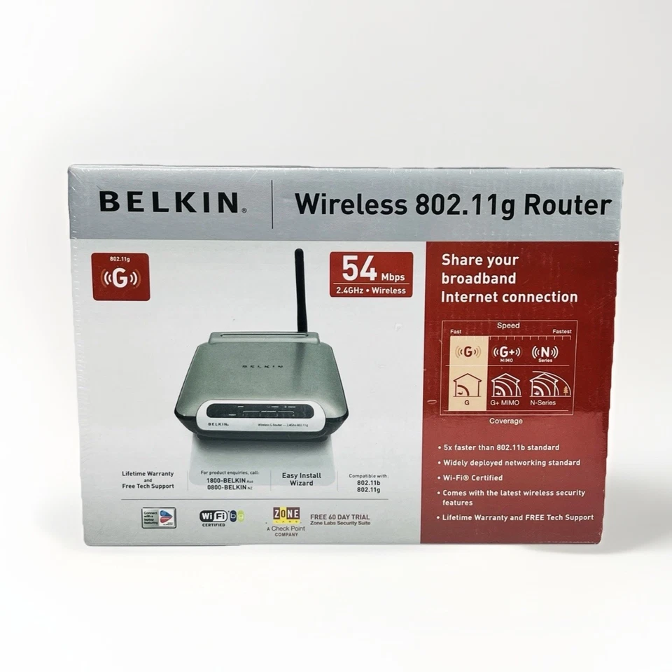 Belkin Wireless 802.11g Router F5D7230au4 New Sealed Wi-Fi 54Mbps 2.4GHz - Image 1 of 4