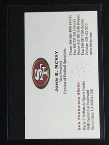 Tarjeta de visita firmada John McVay de los 49ers de San Francisco autógrafo automático vicepresidente operaciones - Imagen 1 de 2