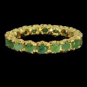 925 Sterling Silver Ring Round Emerald 2.5mm Natural Gemstone Jewelry Size 6.5 - Picture 1 of 13