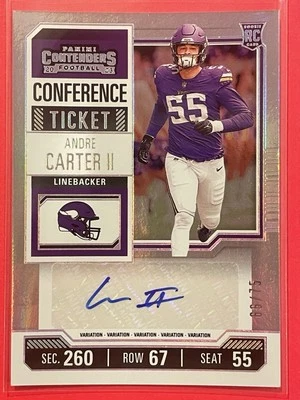 2023 Panini Contenders Andre Carter II Conference Ticket Auto /75 Rookie RC #170 - Image 1 of 3