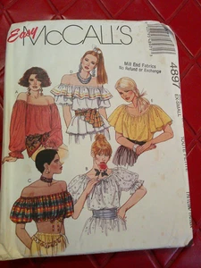 Vintage UNCUT McCall's WOMAN'S PEASANT STYLE TOPS Nähmuster #4897 - 1990er - Bild 1 von 2