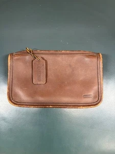 Coach Vintage Brown Leather Cosmetic Bag with Hangtag - Picture 1 of 10