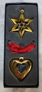 Georg Jensen 24Kt Plated Golden Christmas Heart and Star Ornaments, Denmark - Bild 1 von 6