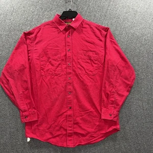 Vintage Eddie Bauer Shirt Mens Large Red Rufton Twill Button Down Made USA 90s - Picture 1 of 11