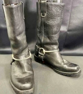 Vintage Gucci Italy  Black Horsebit Motorcycle Boots Made in Brazil sz 9 - Picture 1 of 13